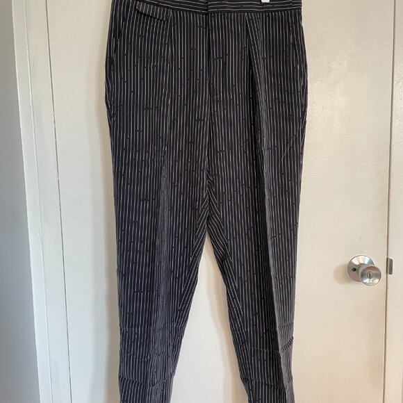 Equipment Pleated Black Silk Striped Pants - Picture 10 of 10